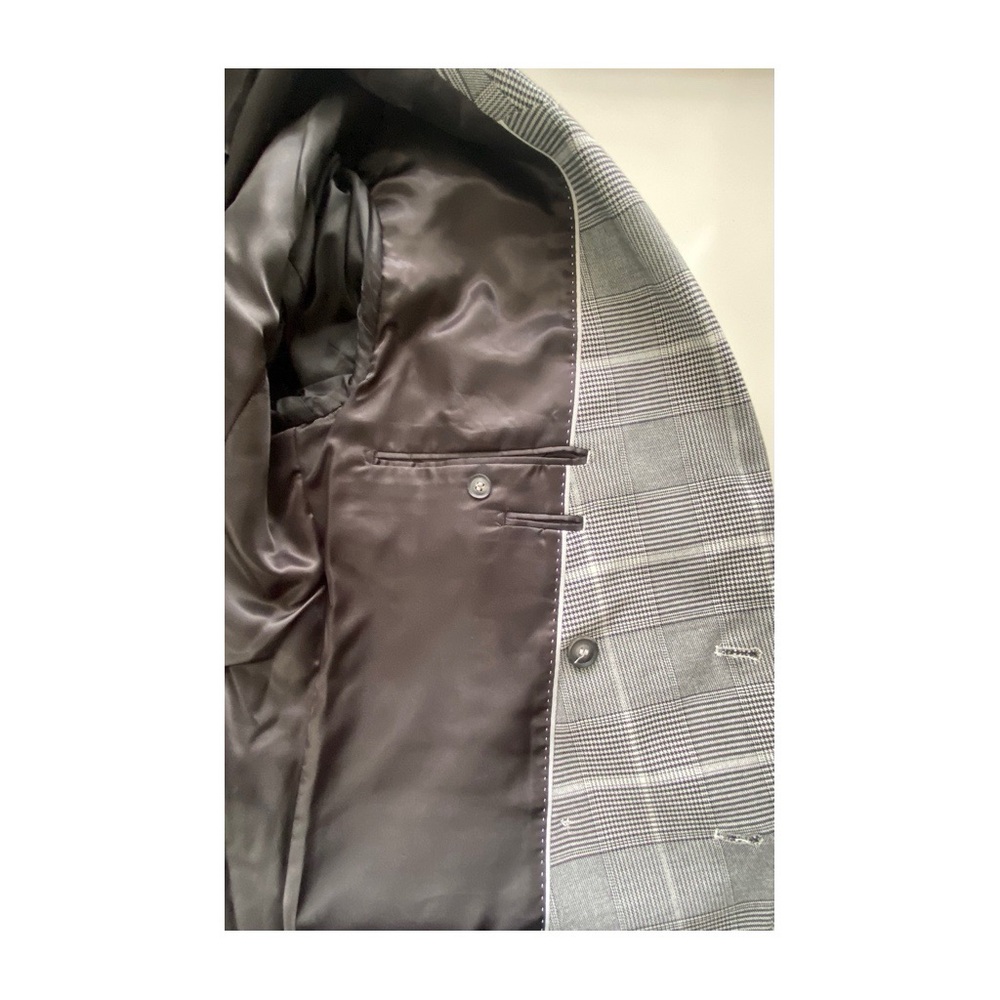 Topman Mens Double Breasted Jacket Blazer Sz 40R Gray Plaid - Picture 4 of 12